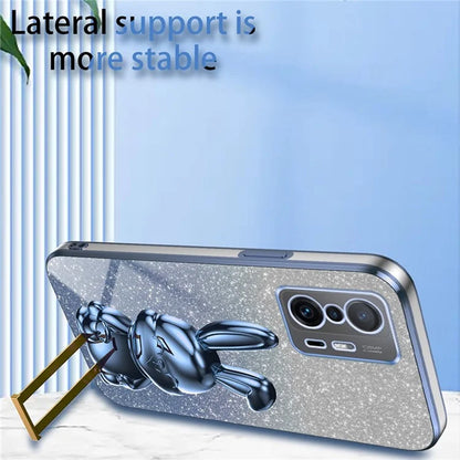 For Xiaomi 11T 5G / 11T Pro 5G Phone Case Pull-out Kickstand Electroplating PC+TPU Cover