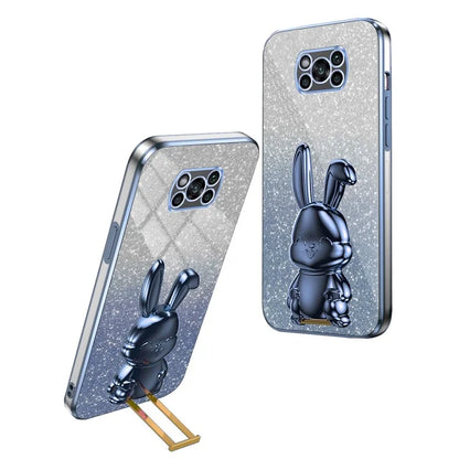 For Xiaomi Poco X3 / Poco X3 NFC Electroplating Cellphone Case Pull-out Kickstand PC+TPU Cover