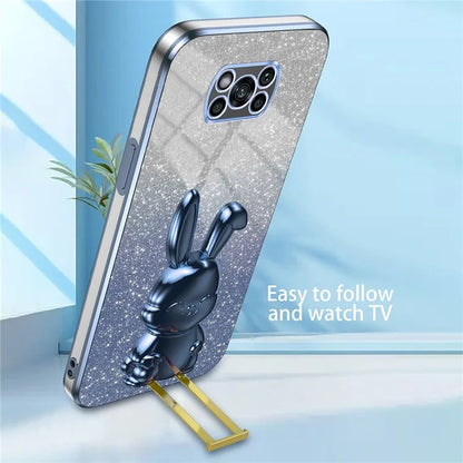 For Xiaomi Poco X3 / Poco X3 NFC Electroplating Cellphone Case Pull-out Kickstand PC+TPU Cover