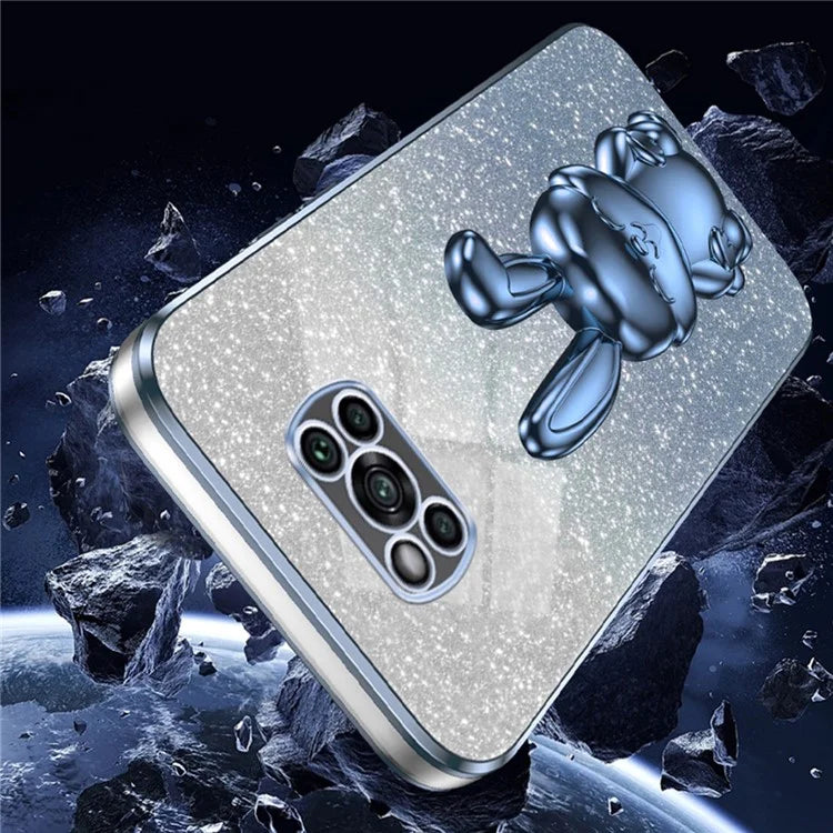 For Xiaomi Poco X3 / Poco X3 NFC Electroplating Cellphone Case Pull-out Kickstand PC+TPU Cover