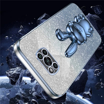 For Xiaomi Poco X3 / Poco X3 NFC Electroplating Cellphone Case Pull-out Kickstand PC+TPU Cover