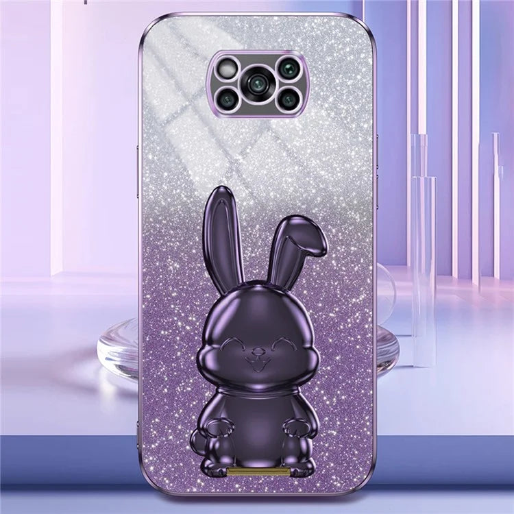 For Xiaomi Poco X3 / Poco X3 NFC Electroplating Cellphone Case Pull-out Kickstand PC+TPU Cover