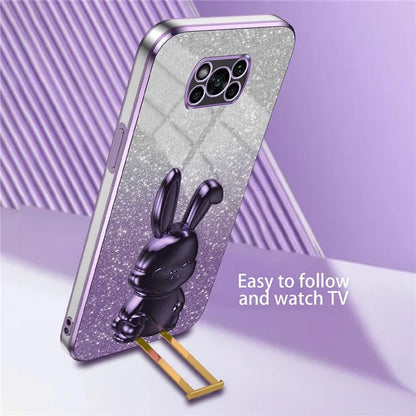 For Xiaomi Poco X3 / Poco X3 NFC Electroplating Cellphone Case Pull-out Kickstand PC+TPU Cover
