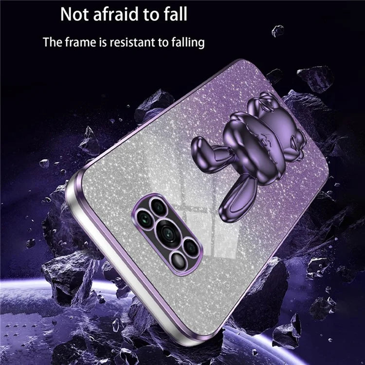 For Xiaomi Poco X3 / Poco X3 NFC Electroplating Cellphone Case Pull-out Kickstand PC+TPU Cover