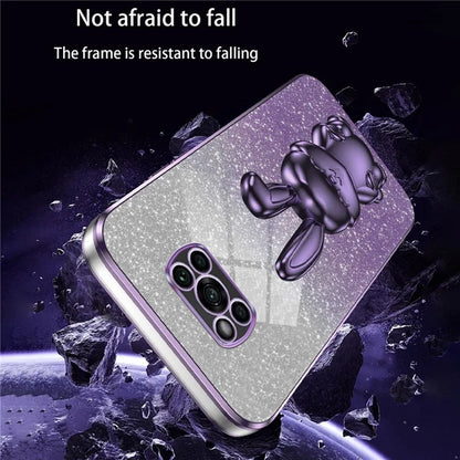 For Xiaomi Poco X3 / Poco X3 NFC Electroplating Cellphone Case Pull-out Kickstand PC+TPU Cover