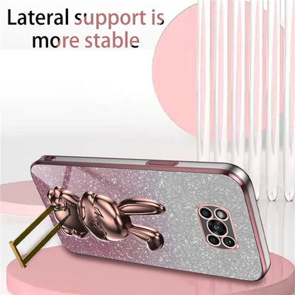 For Xiaomi Poco X3 / Poco X3 NFC Electroplating Cellphone Case Pull-out Kickstand PC+TPU Cover