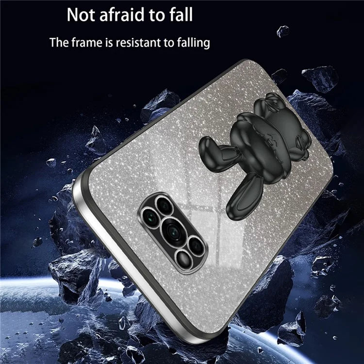 For Xiaomi Poco X3 / Poco X3 NFC Electroplating Cellphone Case Pull-out Kickstand PC+TPU Cover