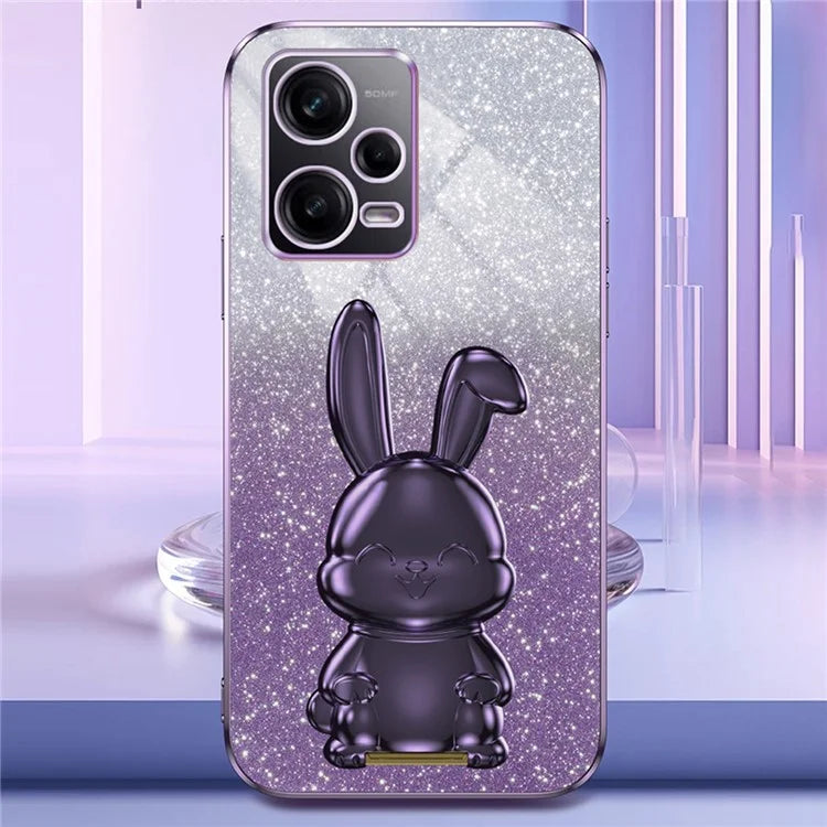 For Xiaomi Redmi Note 12 Pro 5G PC+TPU Electroplating Cellphone Case Support Kickstand Cover