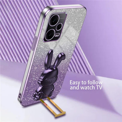 For Xiaomi Redmi Note 12 Pro 5G PC+TPU Electroplating Cellphone Case Support Kickstand Cover
