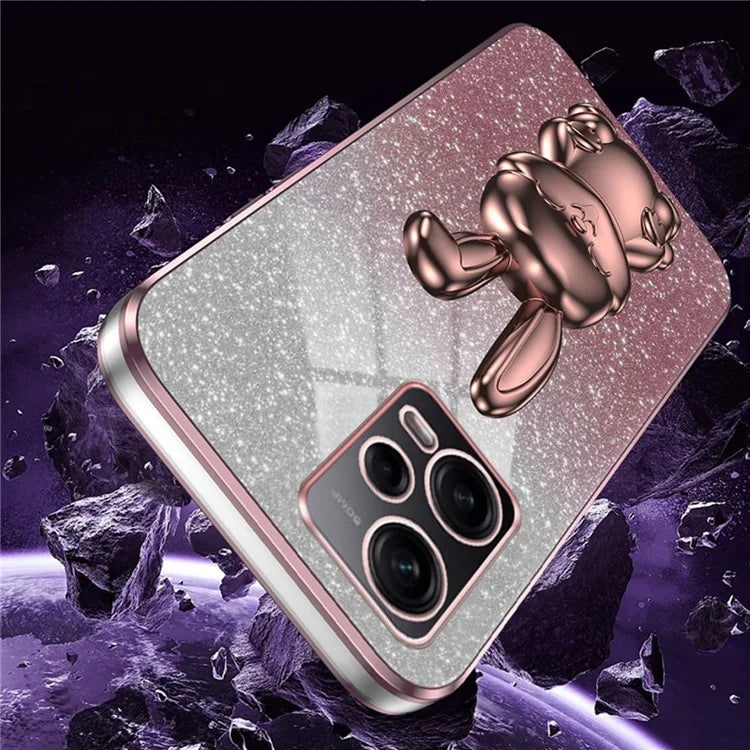 For Xiaomi Redmi Note 12 Pro 5G PC+TPU Electroplating Cellphone Case Support Kickstand Cover