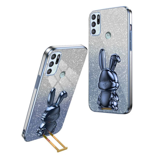 For Motorola Moto G60S PC+TPU Glitter Powder Phone Case Support Kickstand Cover