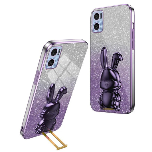 For Motorola Moto E22 4G PC+TPU Phone Case Support Kickstand Glitter Powder Cover