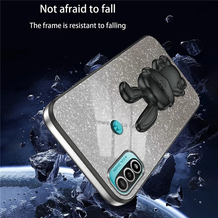 For Motorola Moto E20 PC+TPU Phone Case Support Kickstand Back Protective Cover