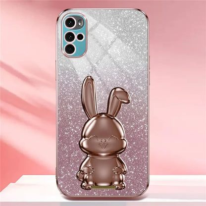 For Motorola Moto G22 Cell Phone Case PC+TPU Glitter Cover with Pull-out Kickstand