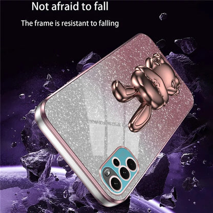 For Motorola Moto G22 Cell Phone Case PC+TPU Glitter Cover with Pull-out Kickstand