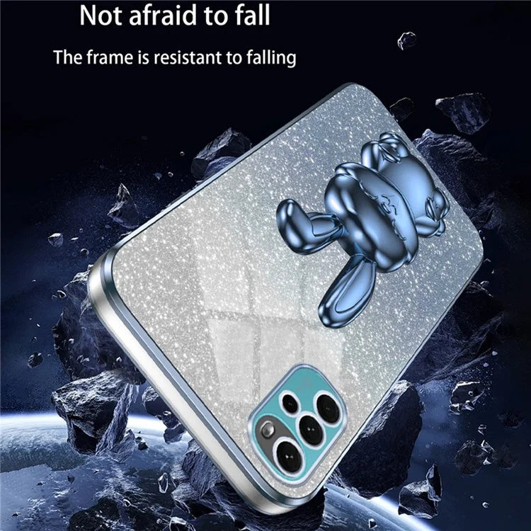 For Motorola Moto G22 Cell Phone Case PC+TPU Glitter Cover with Pull-out Kickstand