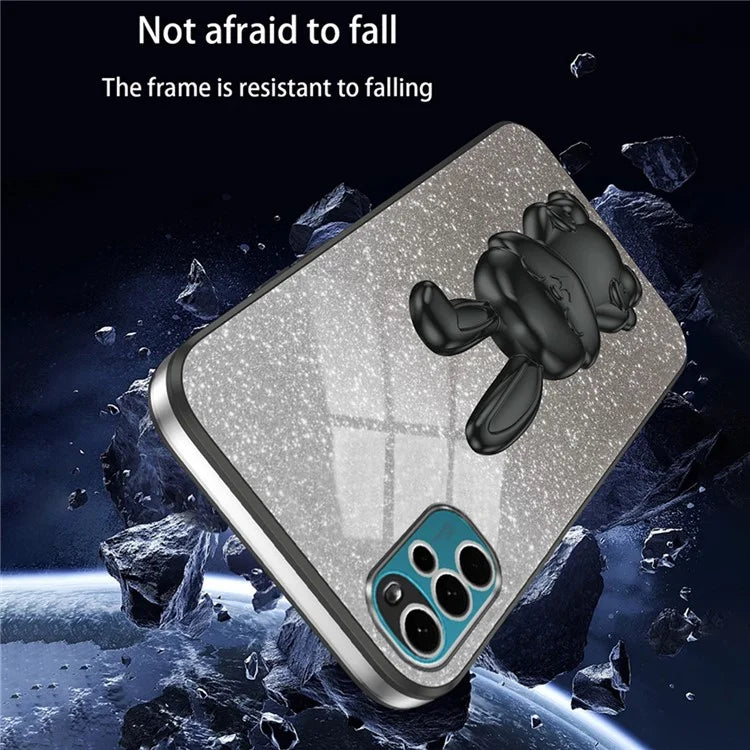 For Motorola Moto G22 Cell Phone Case PC+TPU Glitter Cover with Pull-out Kickstand