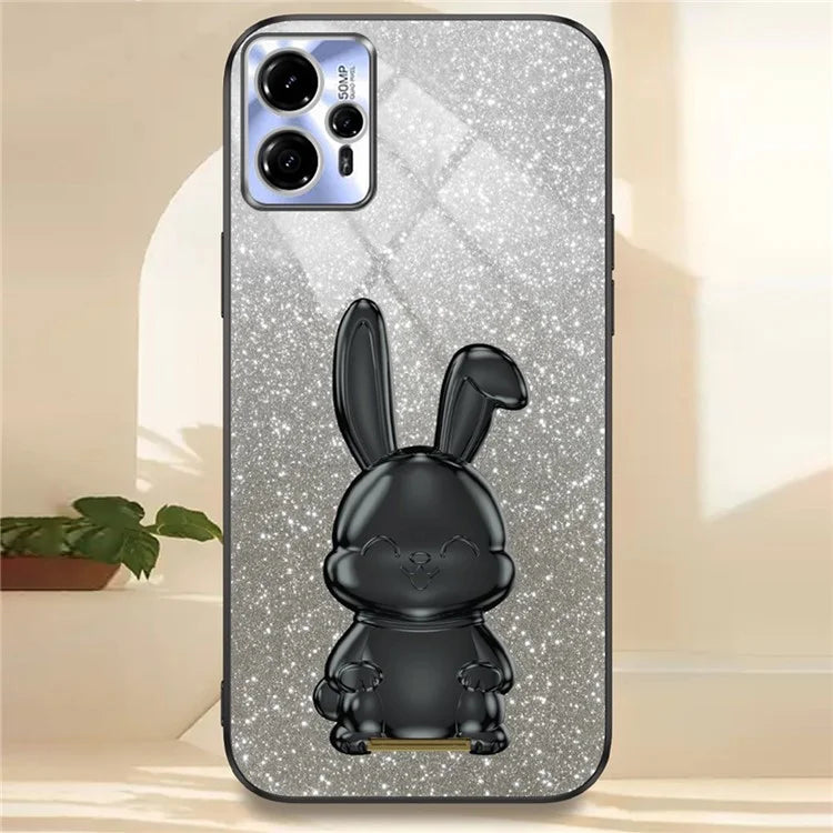 For Motorola MOTO G13 Case Cartoon Rabbit Drop-proof PC+TPU Back Shell