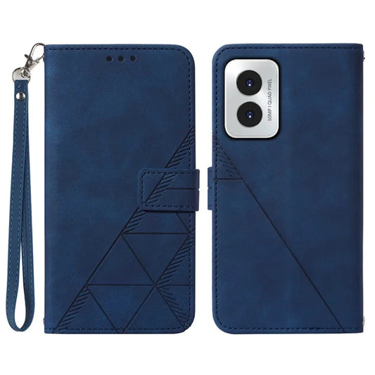 YB Imprinting Series-1 For Motorola Moto G Play (2024) 4G Wallet Case Phone Cover with Strap