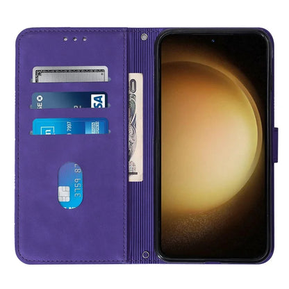 YB Imprinting Series-1 For Samsung Galaxy S24+ Case Wallet Flip Leather Cover with Strap