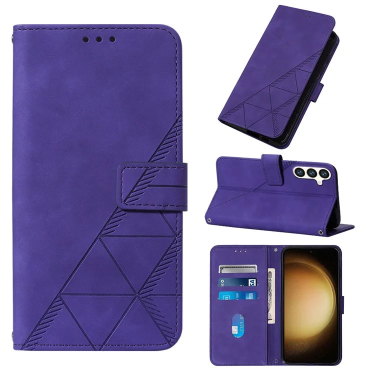 YB Imprinting Series-1 For Samsung Galaxy S24+ Case Wallet Flip Leather Cover with Strap