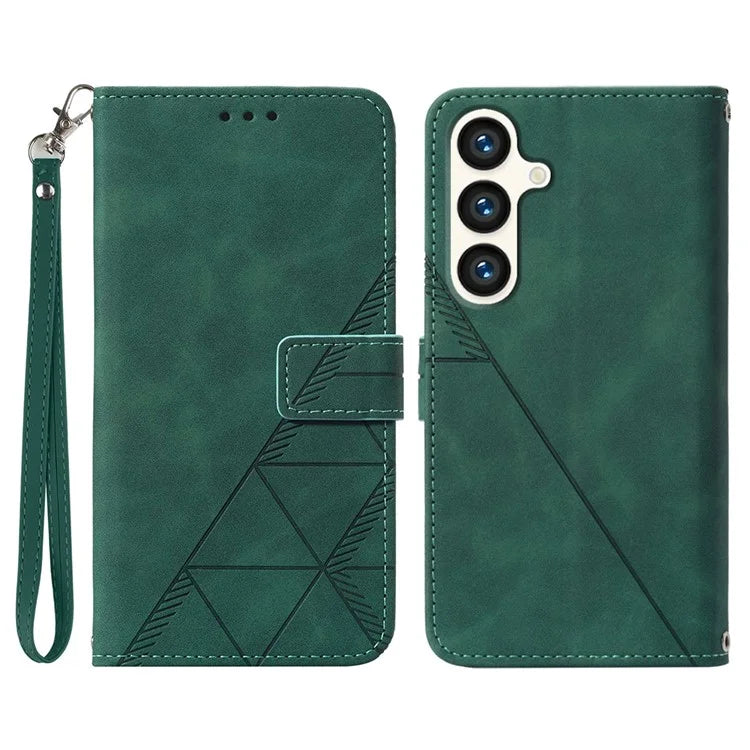 YB Imprinting Series-1 For Samsung Galaxy S24+ Case Wallet Flip Leather Cover with Strap