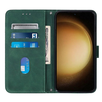 YB Imprinting Series-1 For Samsung Galaxy S24+ Case Wallet Flip Leather Cover with Strap
