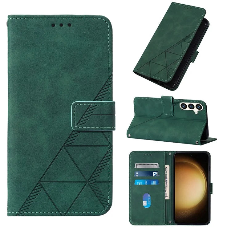 YB Imprinting Series-1 For Samsung Galaxy S24+ Case Wallet Flip Leather Cover with Strap