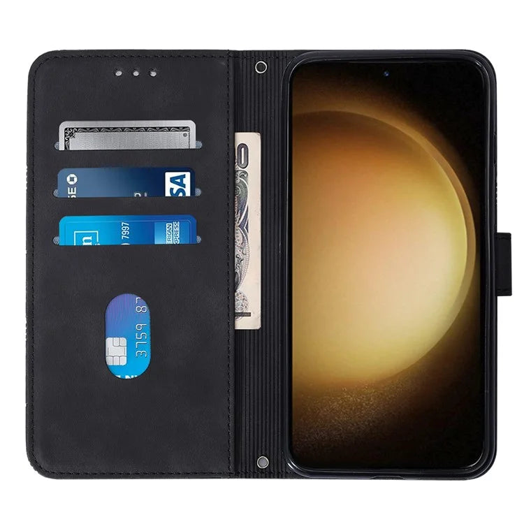 YB Imprinting Series-1 For Samsung Galaxy S24+ Case Wallet Flip Leather Cover with Strap