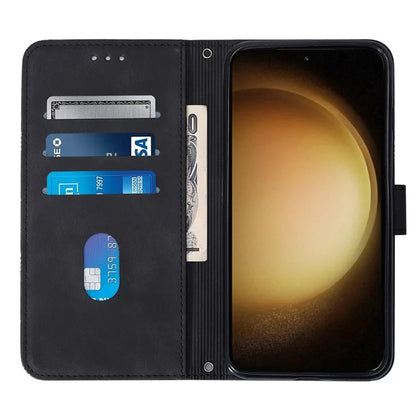 YB Imprinting Series-1 For Samsung Galaxy S24+ Case Wallet Flip Leather Cover with Strap