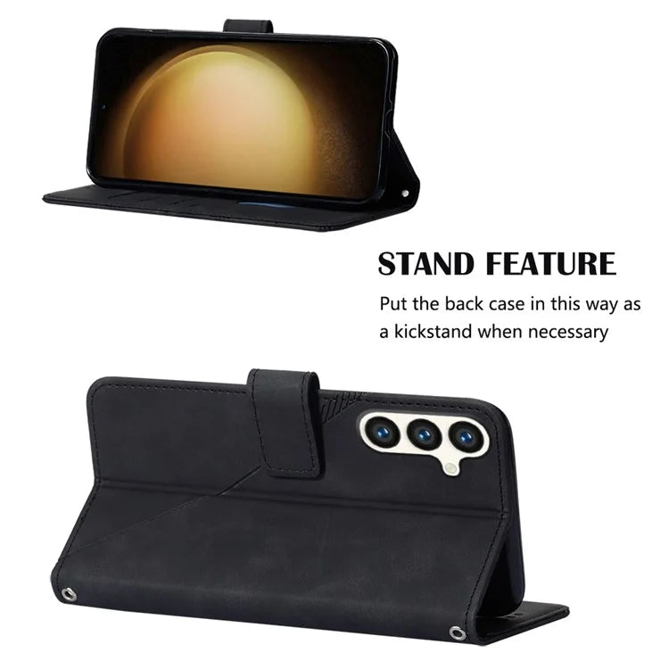 YB Imprinting Series-1 For Samsung Galaxy S24+ Case Wallet Flip Leather Cover with Strap