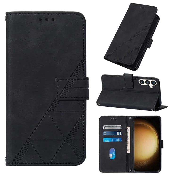 YB Imprinting Series-1 For Samsung Galaxy S24+ Case Wallet Flip Leather Cover with Strap