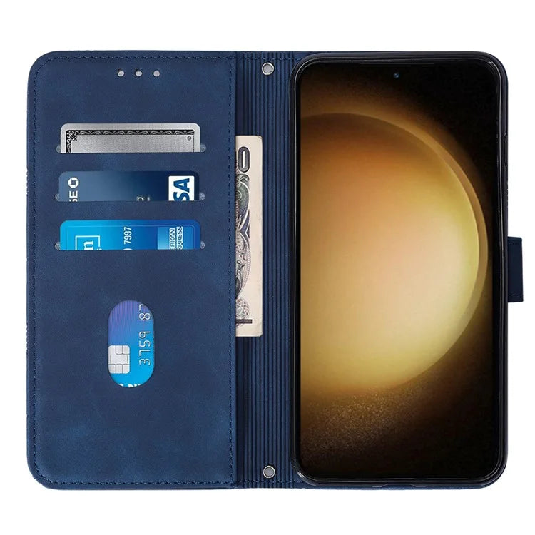 YB Imprinting Series-1 For Samsung Galaxy S24+ Case Wallet Flip Leather Cover with Strap