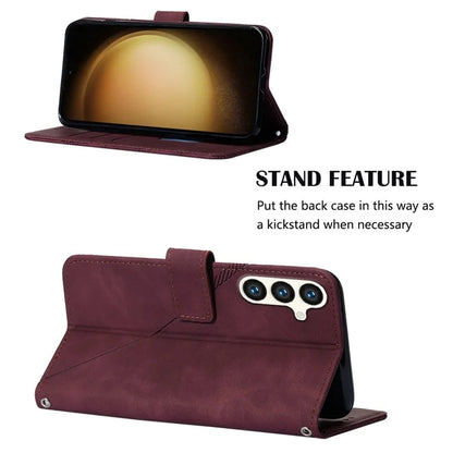 YB Imprinting Series-1 For Samsung Galaxy S24+ Case Wallet Flip Leather Cover with Strap