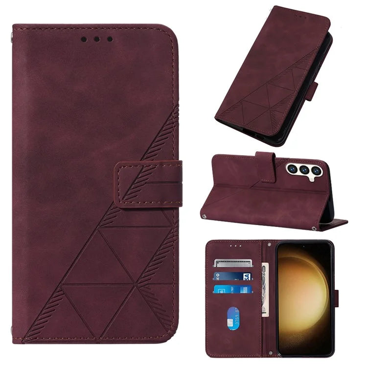 YB Imprinting Series-1 For Samsung Galaxy S24+ Case Wallet Flip Leather Cover with Strap