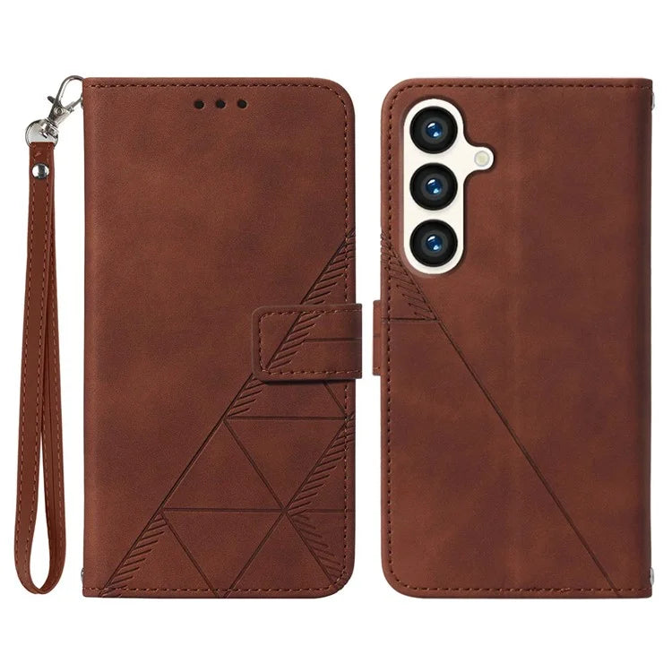 YB Imprinting Series-1 For Samsung Galaxy S24+ Case Wallet Flip Leather Cover with Strap