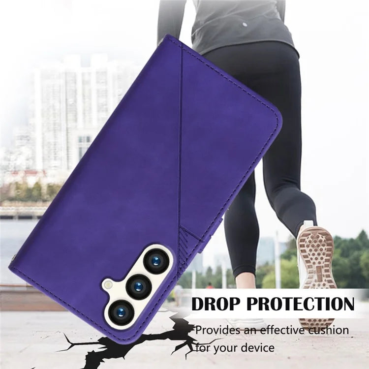 YB Imprinting Series-1 For Samsung Galaxy S24+ Case Wallet Flip Leather Cover with Strap