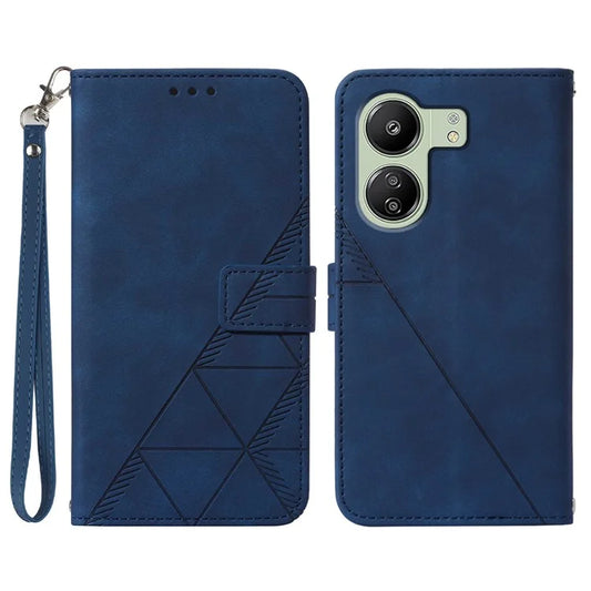 YB Imprinting Series-1 For Xiaomi Redmi 13C 4G / Poco C65 4G Wallet Phone Case with Strap