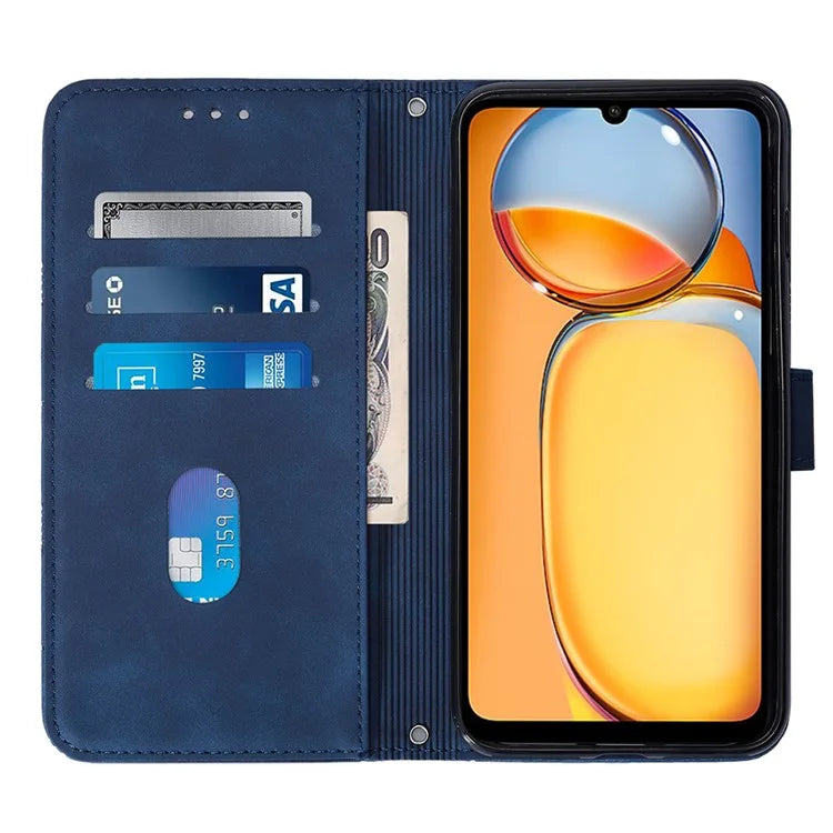 YB Imprinting Series-1 For Xiaomi Redmi 13C 4G / Poco C65 4G Wallet Phone Case with Strap