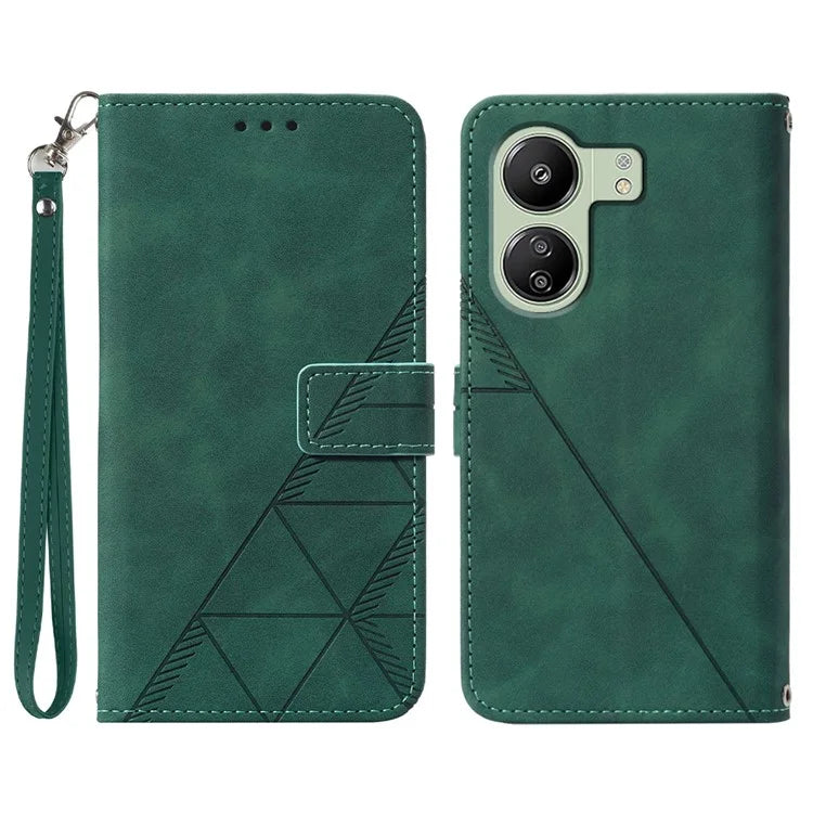 YB Imprinting Series-1 For Xiaomi Redmi 13C 4G / Poco C65 4G Wallet Phone Case with Strap