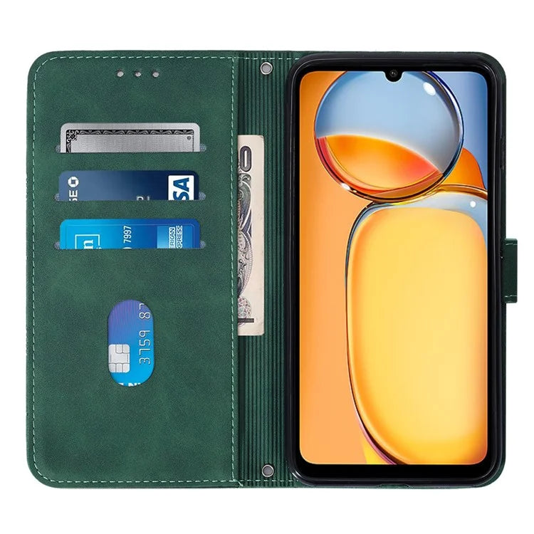 YB Imprinting Series-1 For Xiaomi Redmi 13C 4G / Poco C65 4G Wallet Phone Case with Strap