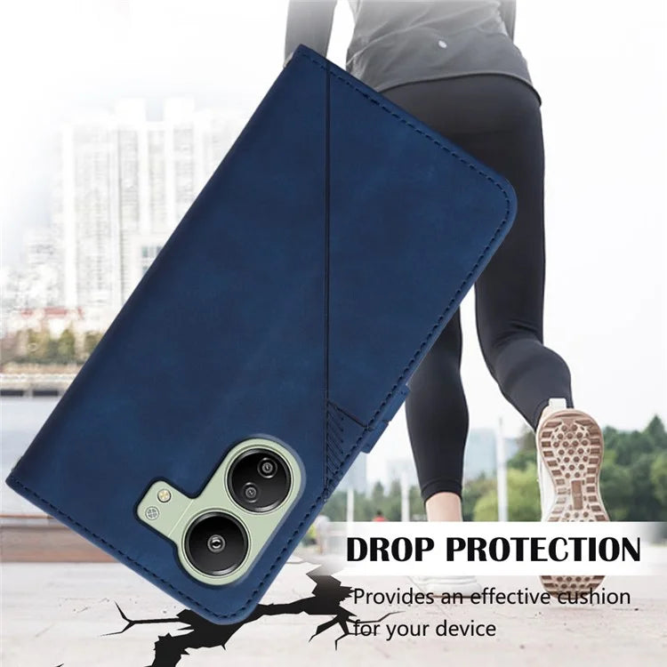 YB Imprinting Series-1 For Xiaomi Redmi 13C 4G / Poco C65 4G Wallet Phone Case with Strap