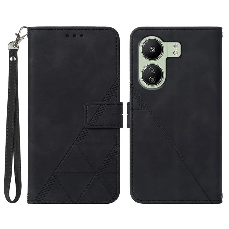 YB Imprinting Series-1 For Xiaomi Redmi 13C 4G / Poco C65 4G Wallet Phone Case with Strap