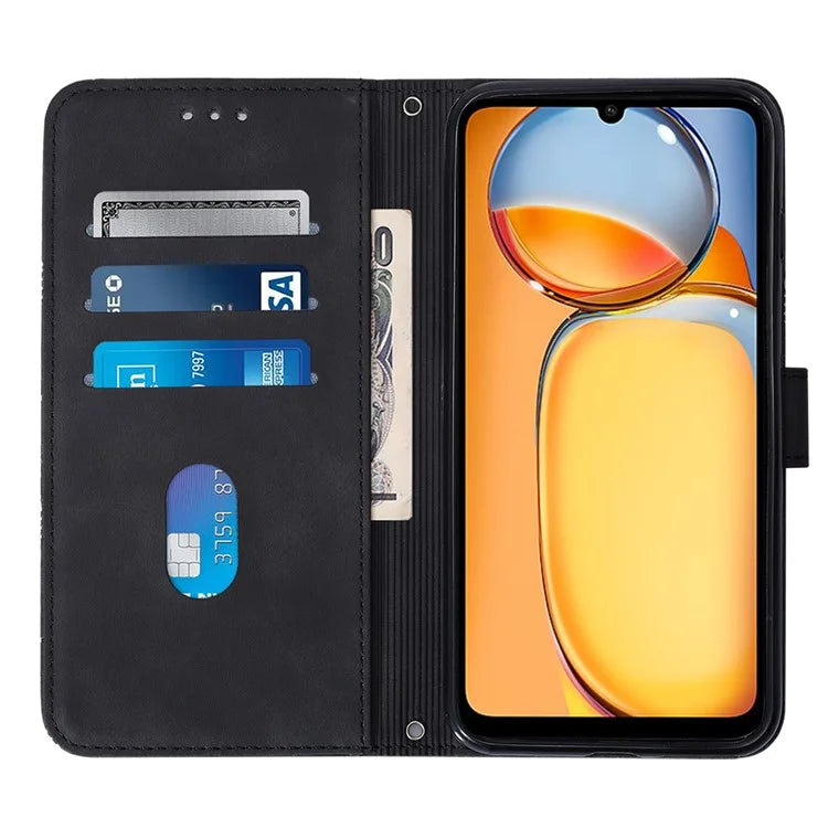 YB Imprinting Series-1 For Xiaomi Redmi 13C 4G / Poco C65 4G Wallet Phone Case with Strap