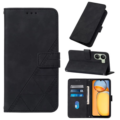 YB Imprinting Series-1 For Xiaomi Redmi 13C 4G / Poco C65 4G Wallet Phone Case with Strap