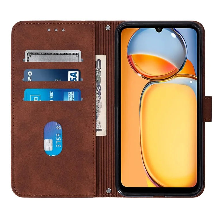 YB Imprinting Series-1 For Xiaomi Redmi 13C 4G / Poco C65 4G Wallet Phone Case with Strap