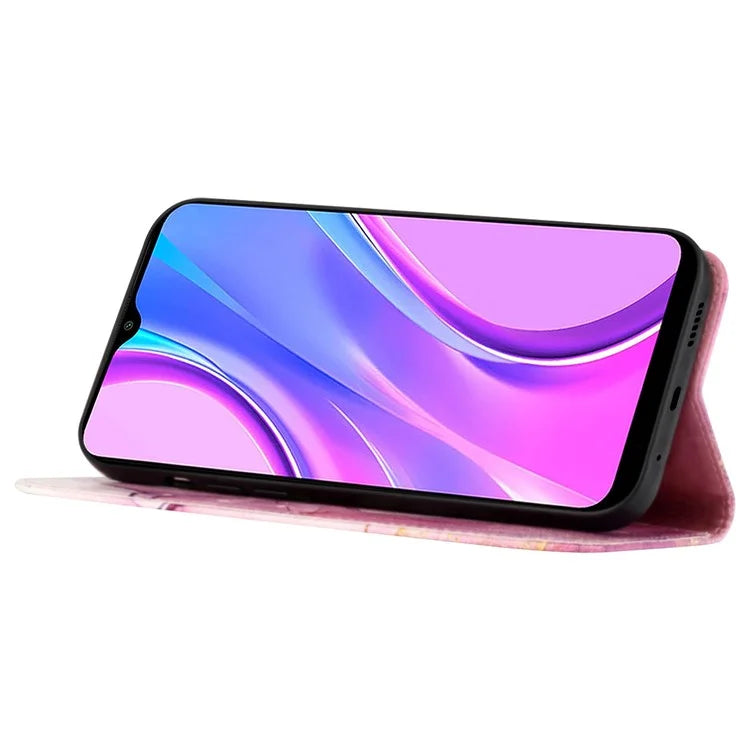 For Xiaomi Redmi 13C 4G / Poco C65 4G Stand Wallet Phone Case Marble Pattern Leather Cover
