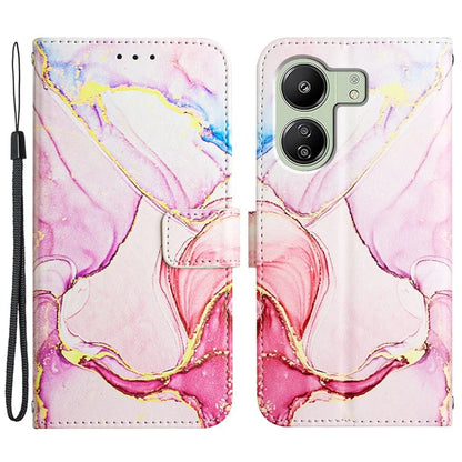 For Xiaomi Redmi 13C 4G / Poco C65 4G Stand Wallet Phone Case Marble Pattern Leather Cover