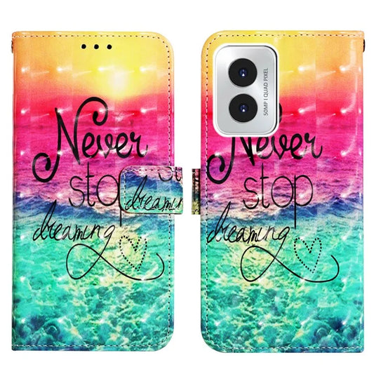 YB Pattern Printing Leather Series-2 For Motorola Moto G Play (2024) 4G Case Wallet Stand Flip Cover  Never Stop Dreaming