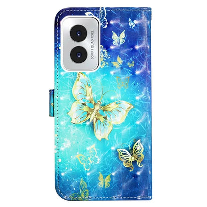 YB Pattern Printing Leather Series-2 For Motorola Moto G Play (2024) 4G Case Wallet Stand Flip Cover  Golden Butterflies